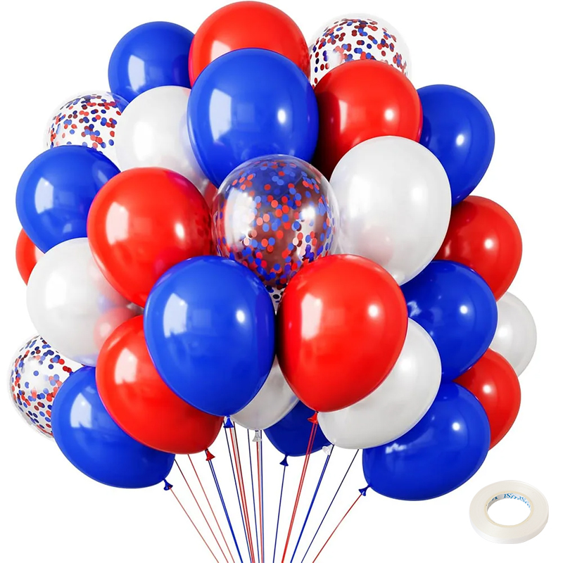 Confetti Balloon Set - 40Pcs 12Inch Red White and Blue