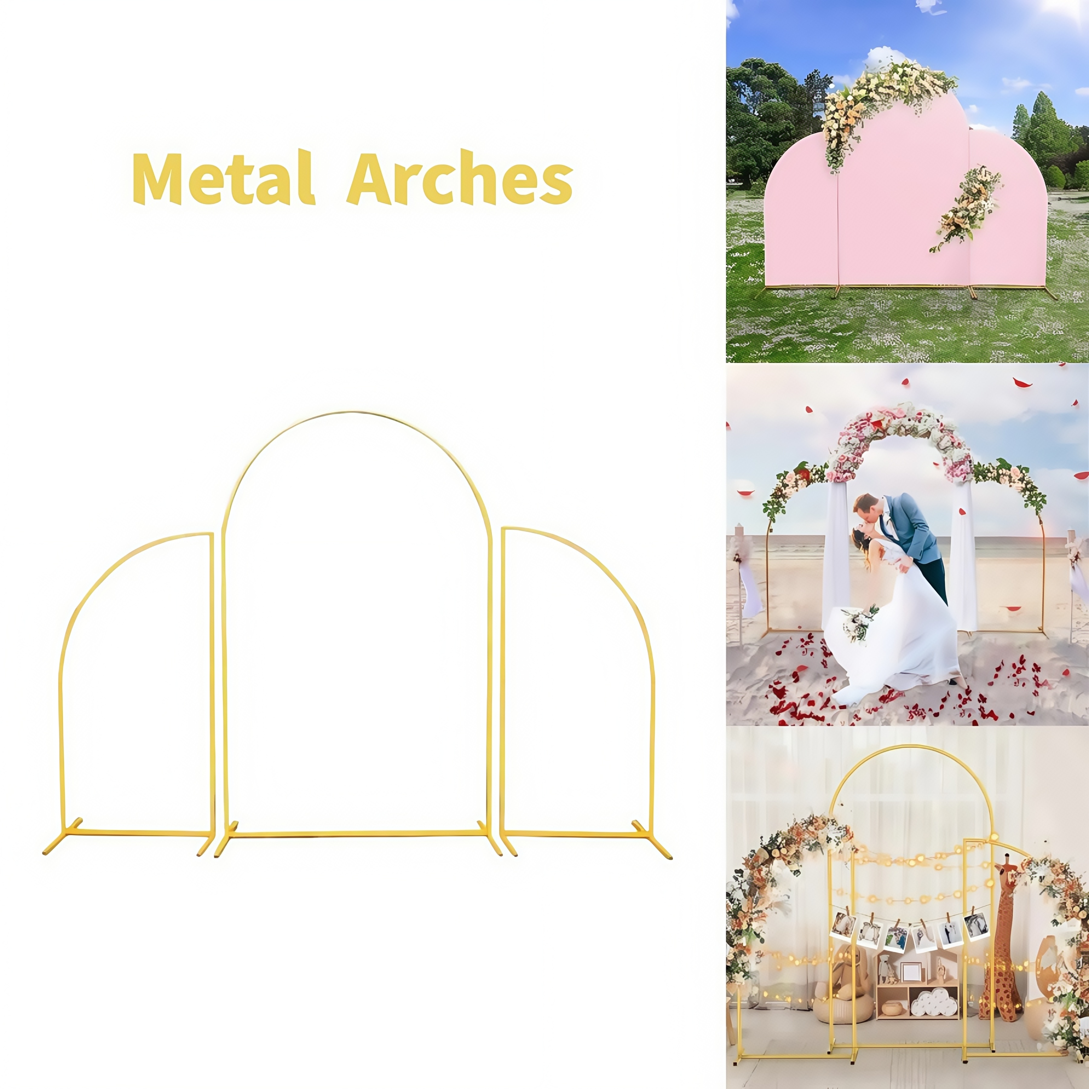 Confetti Balloon Set - Crown Metal Arch Stand,3pcs Set, Gold