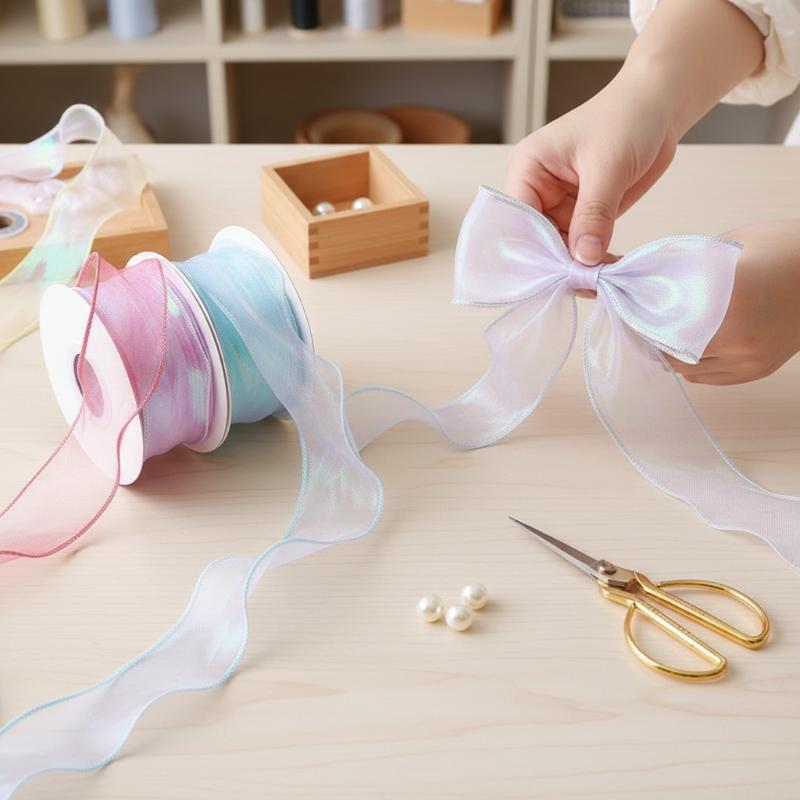 Wedding Packaging - Fishtail Organza Ribbon 4cm Reflective Iridescent