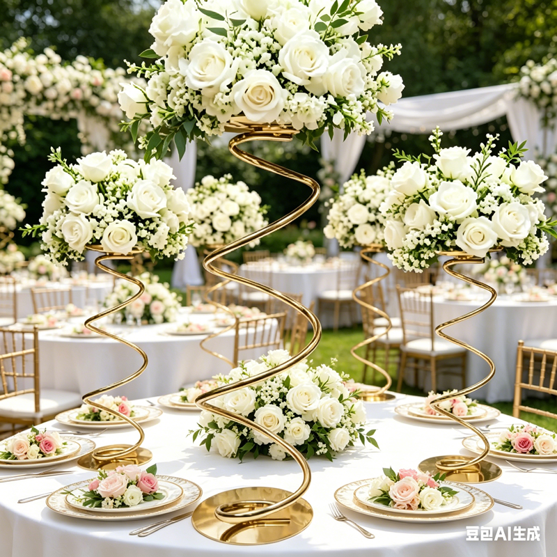 Wedding Decor Supply Store - 10pcs/60cm-100cm/15 custom high gold metal flower