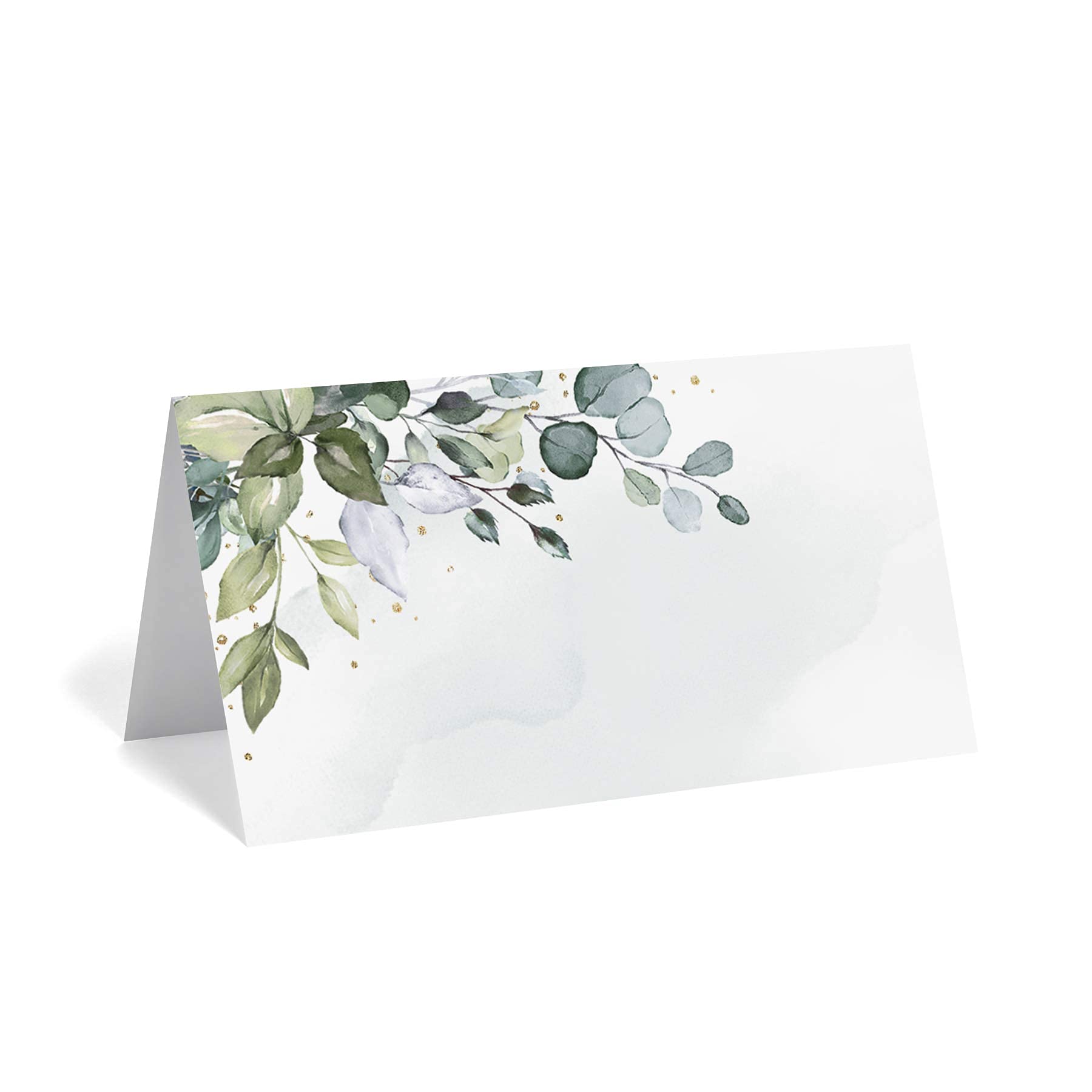 Table Number Gold - Green Leaf Watercolor Wedding or Party