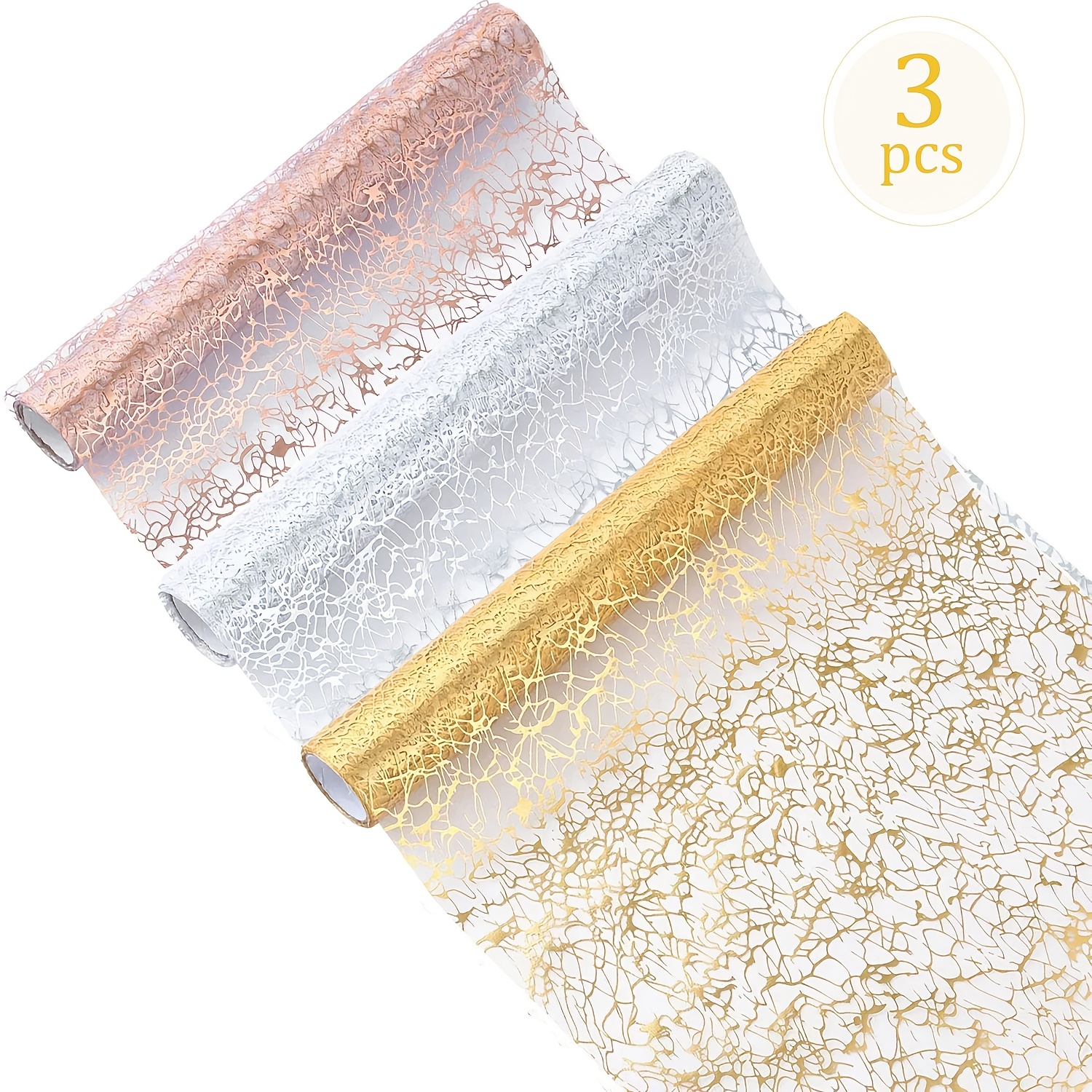 Table Runner Sequin - 3 Pcs Golden/Rose Golden/Silvery/ Table Runner,