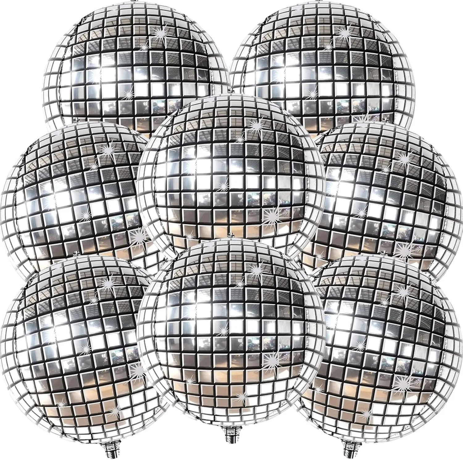 Confetti Balloon Set - 22 Inch 4D Silver Disco Ball