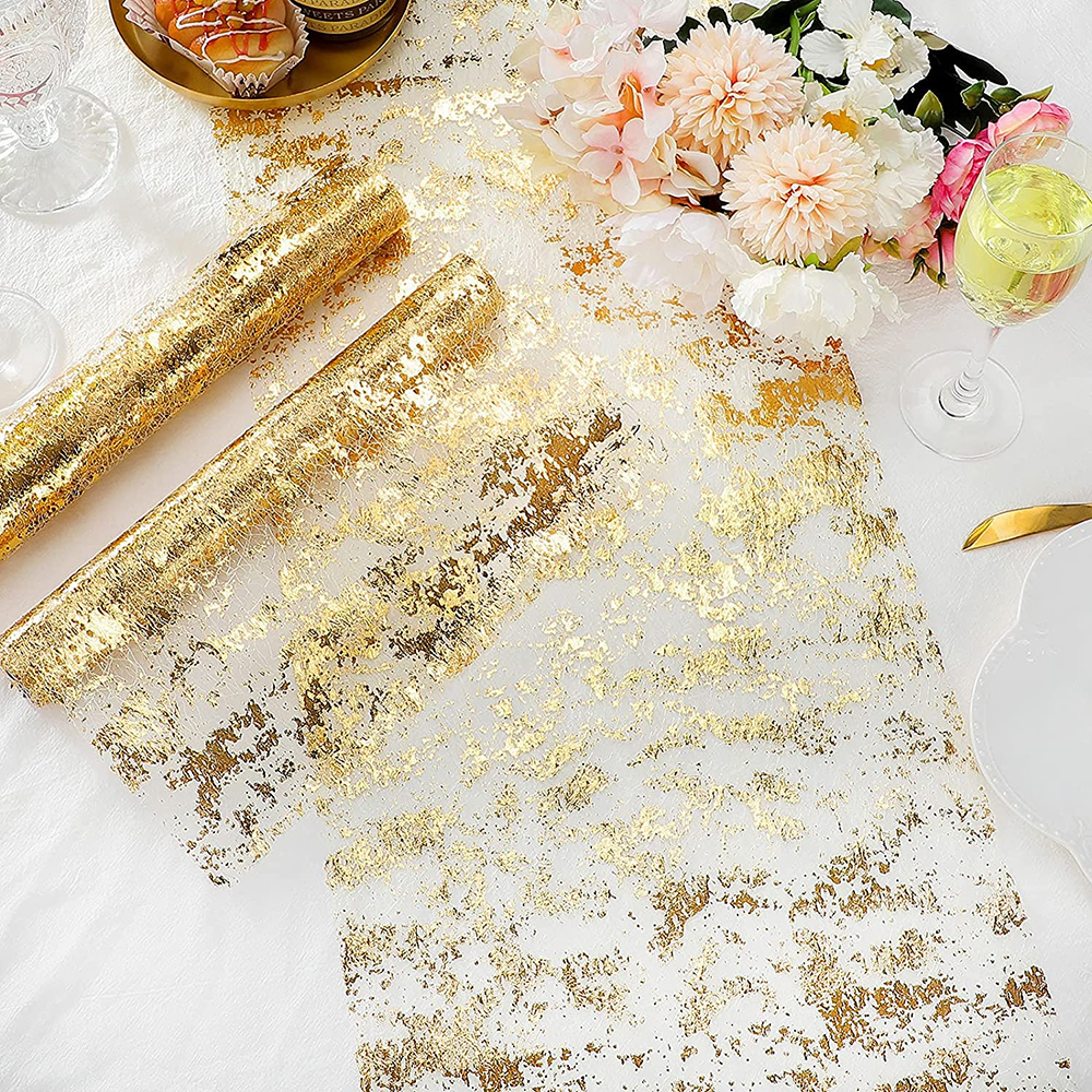 Table Runner Sequin - Gold Table Runner Metallic Glitter Table