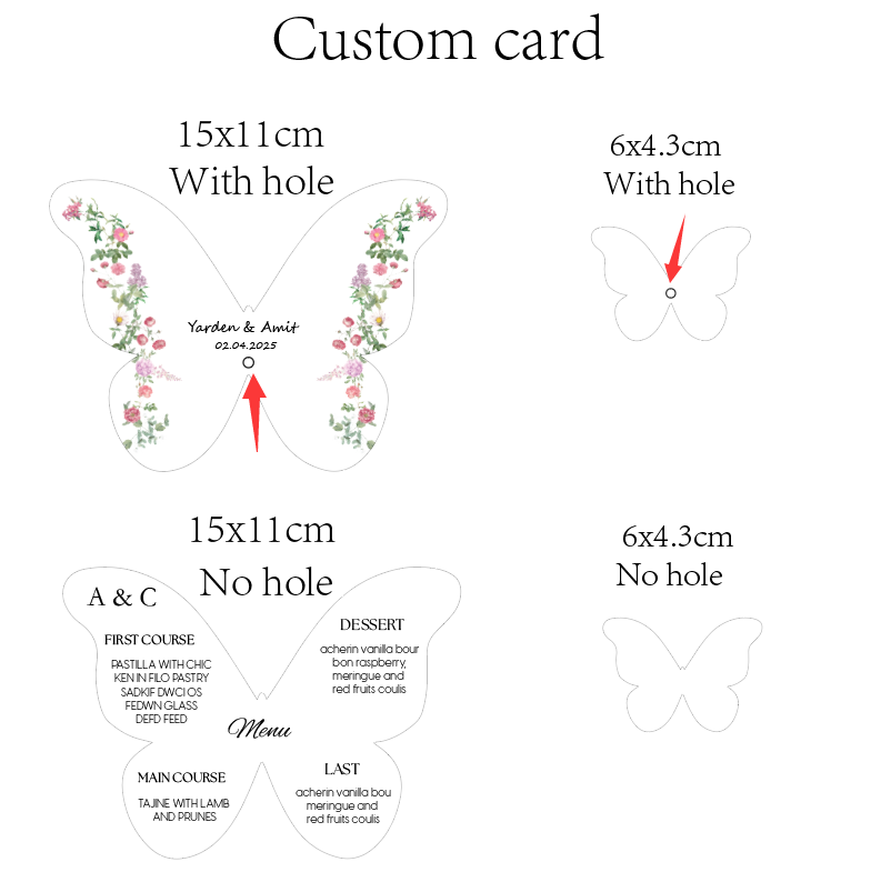 Custom Elegant Butterfly Menu  - Wedding Supply Business avis et prix