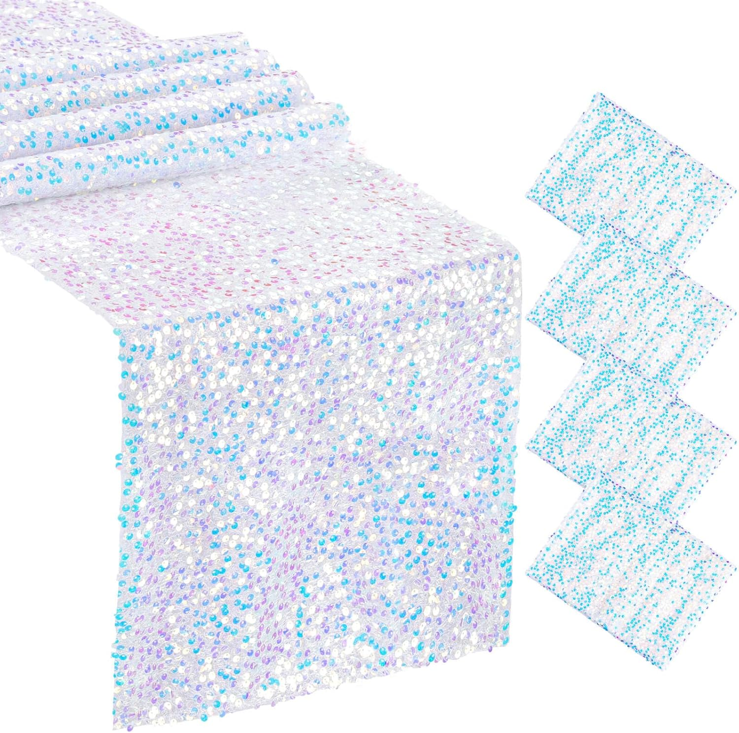 Set of4 Iridescent Sequin Tabl - Table Runner Sequin avis et prix