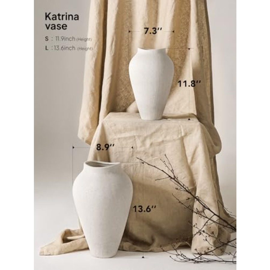White Ceramic Vase - Large Tal - Centerpiece Vase Tall avis et prix