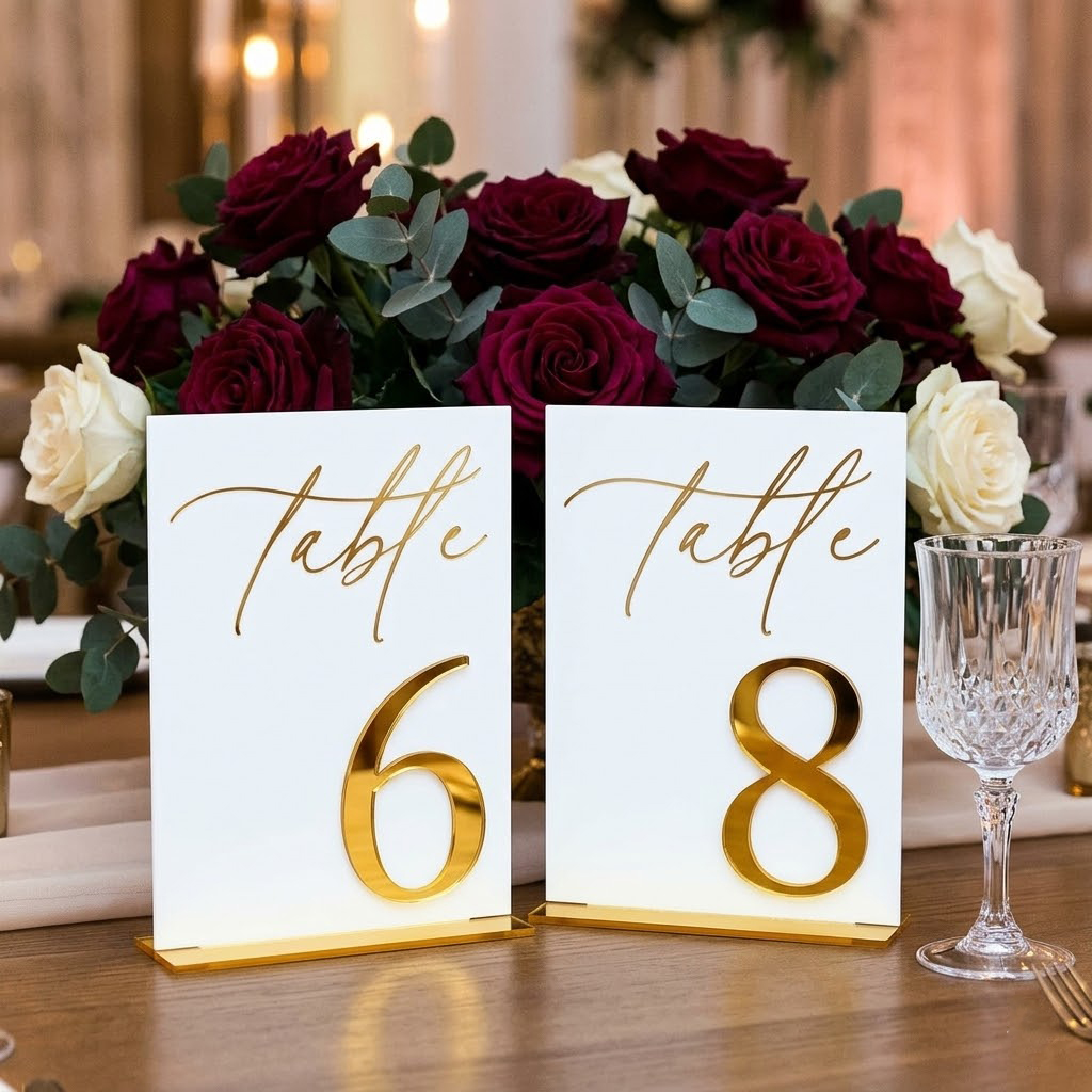 Wedding Table Numbers 1-10 wit - Table Number Gold avis et prix