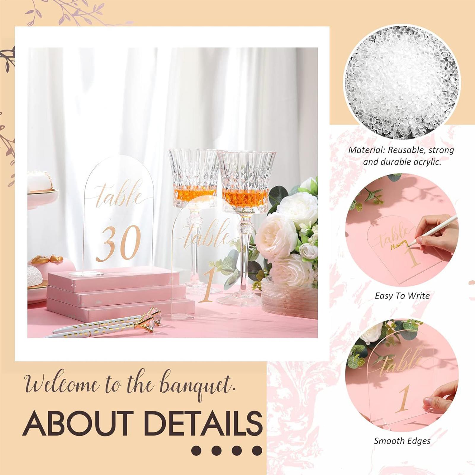 Clear Acrylic Arch Sign Arched - Table Number Gold avis et prix