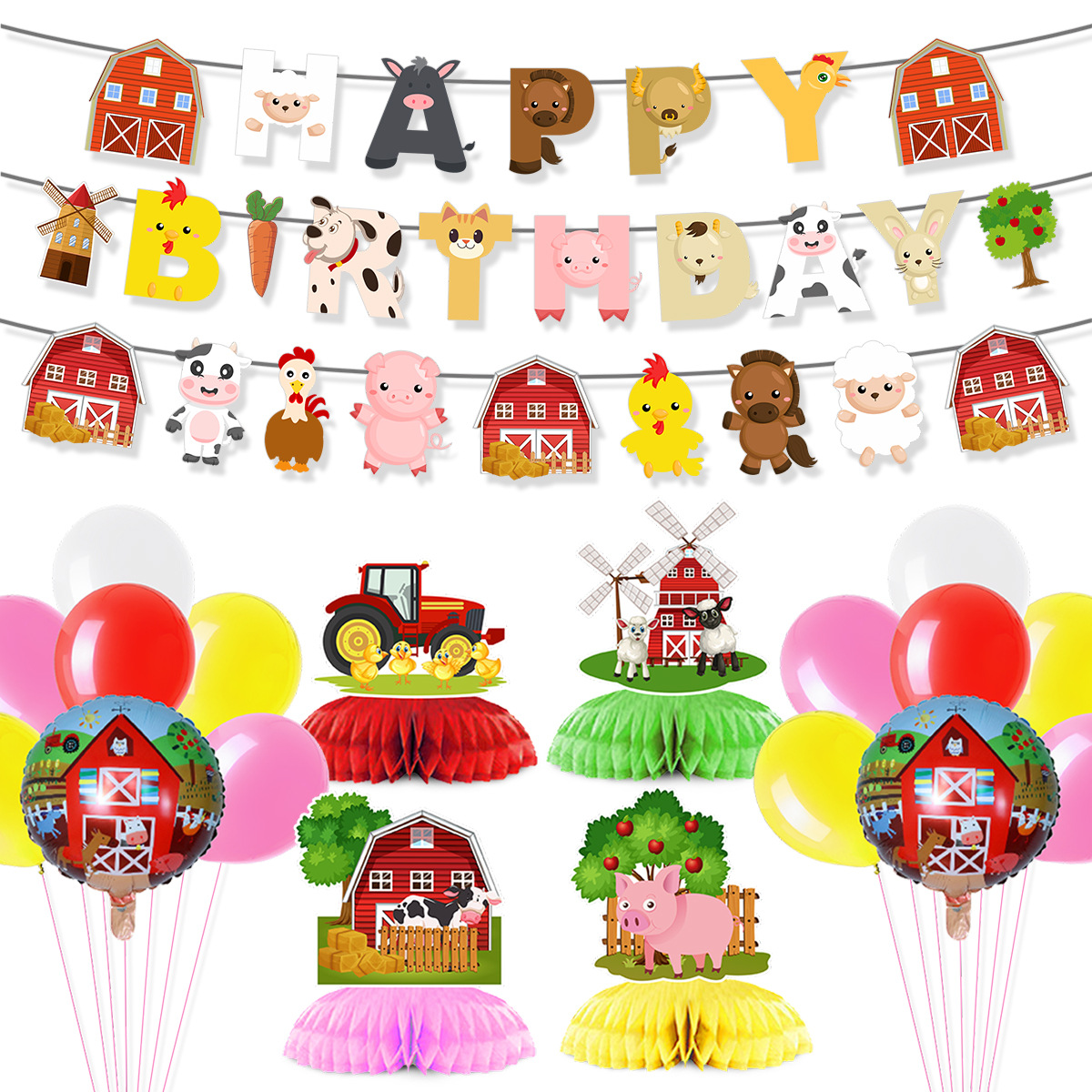 Cartoon Farm Animal Theme Birt - Confetti Balloon Set avis et prix