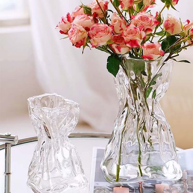 Pleated Purse Shape Transparen - Centerpiece Vase Tall avis et prix