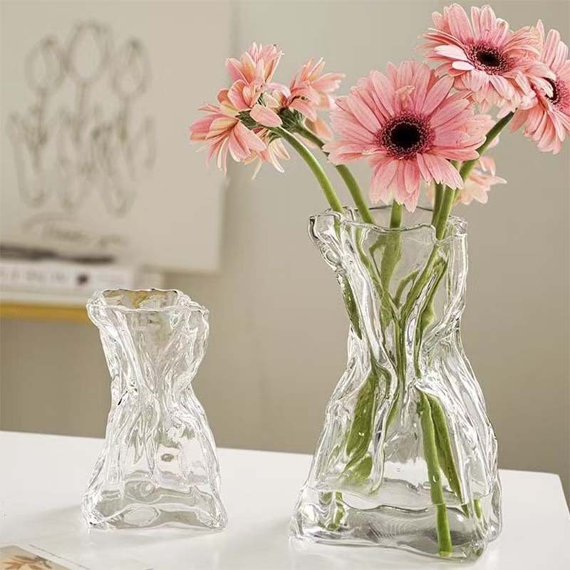 Pleated Purse Shape Transparen - Centerpiece Vase Tall avis et prix