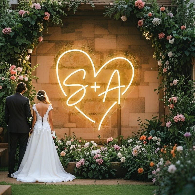 Custom Initials Heart LED Neon - Wedding Led avis et prix