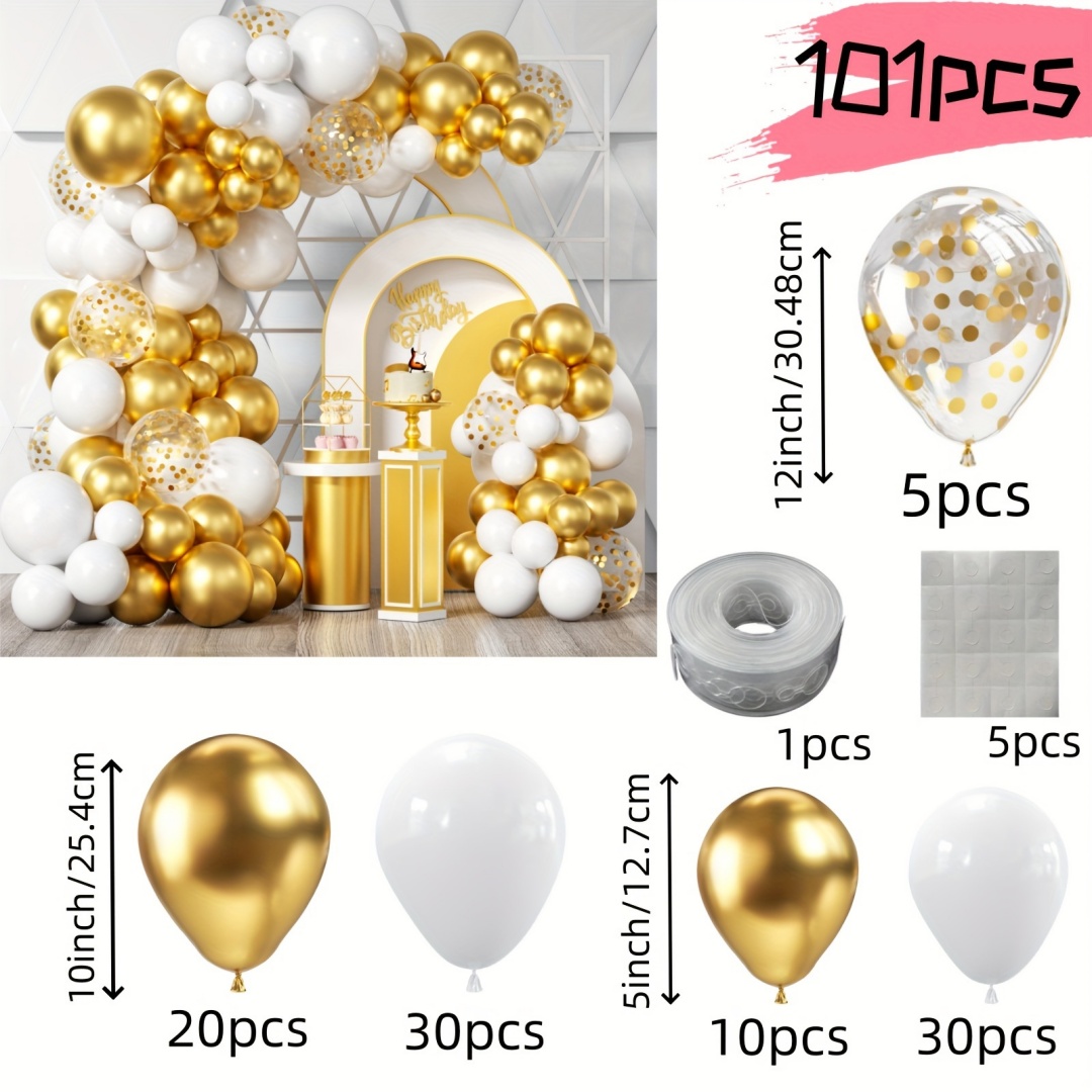 101pcs White Golden Balloons G - Wedding Supply Kit avis et prix