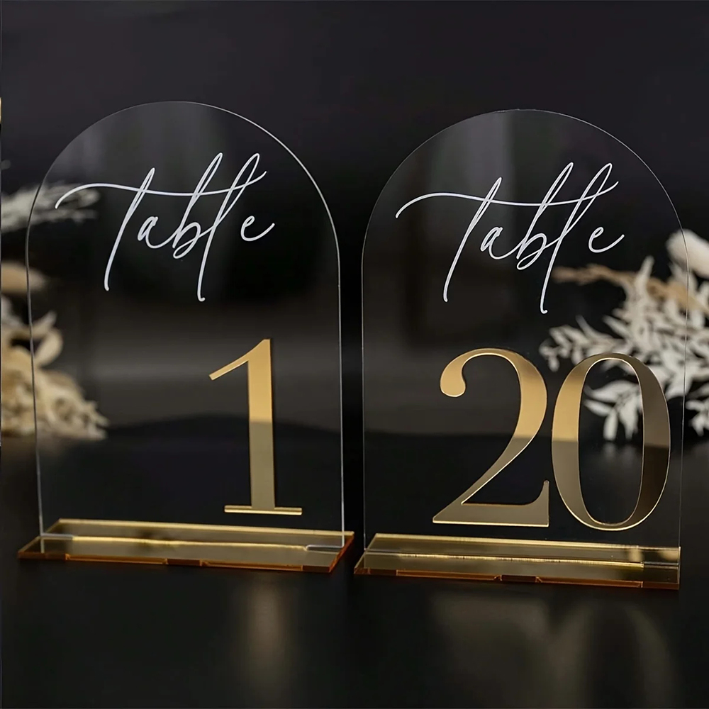 Custom 1 and 10pcs clear Acryl - Table Number Gold avis et prix
