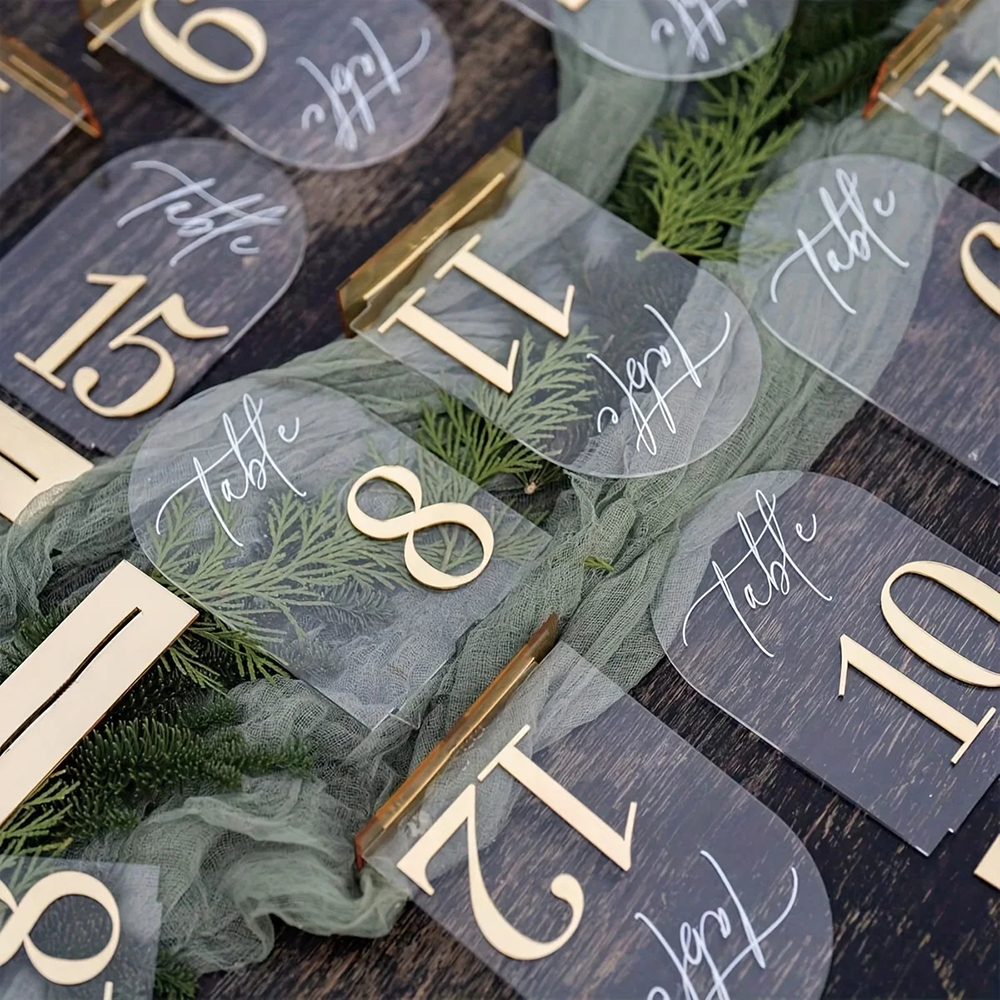 Custom 1 and 10pcs clear Acryl - Table Number Gold avis et prix