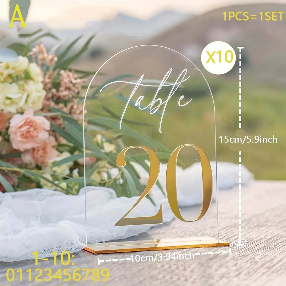 Custom 1 and 10pcs clear Acryl - Table Number Gold avis et prix