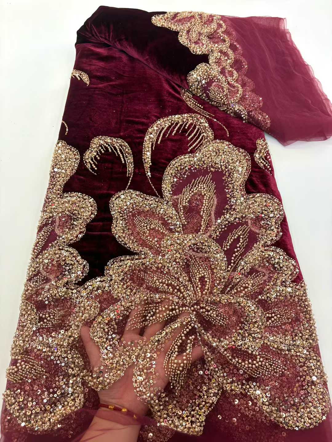 African Velvet Beaded Heavy La - Wedding Dress Supply avis et prix