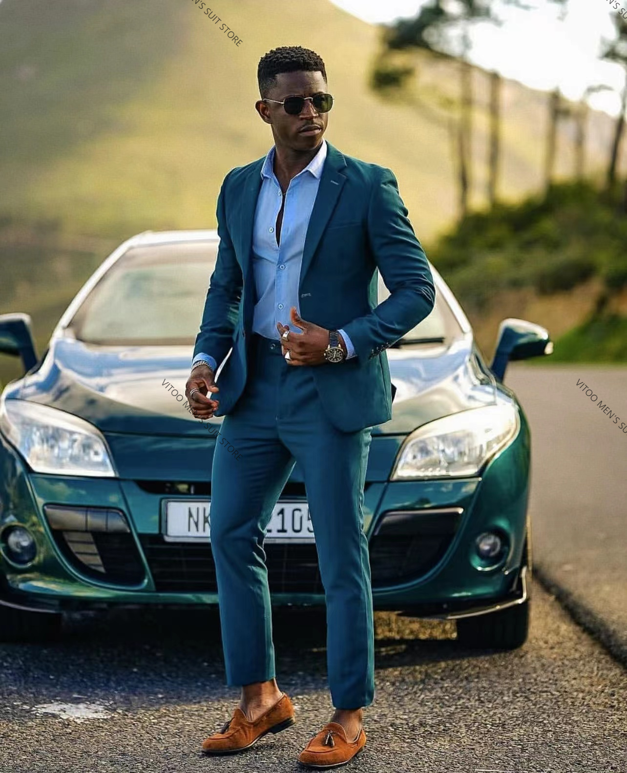 Dark Green Men Suits Slim Fit  - Suitsupply Wedding Tuxedo avis et prix