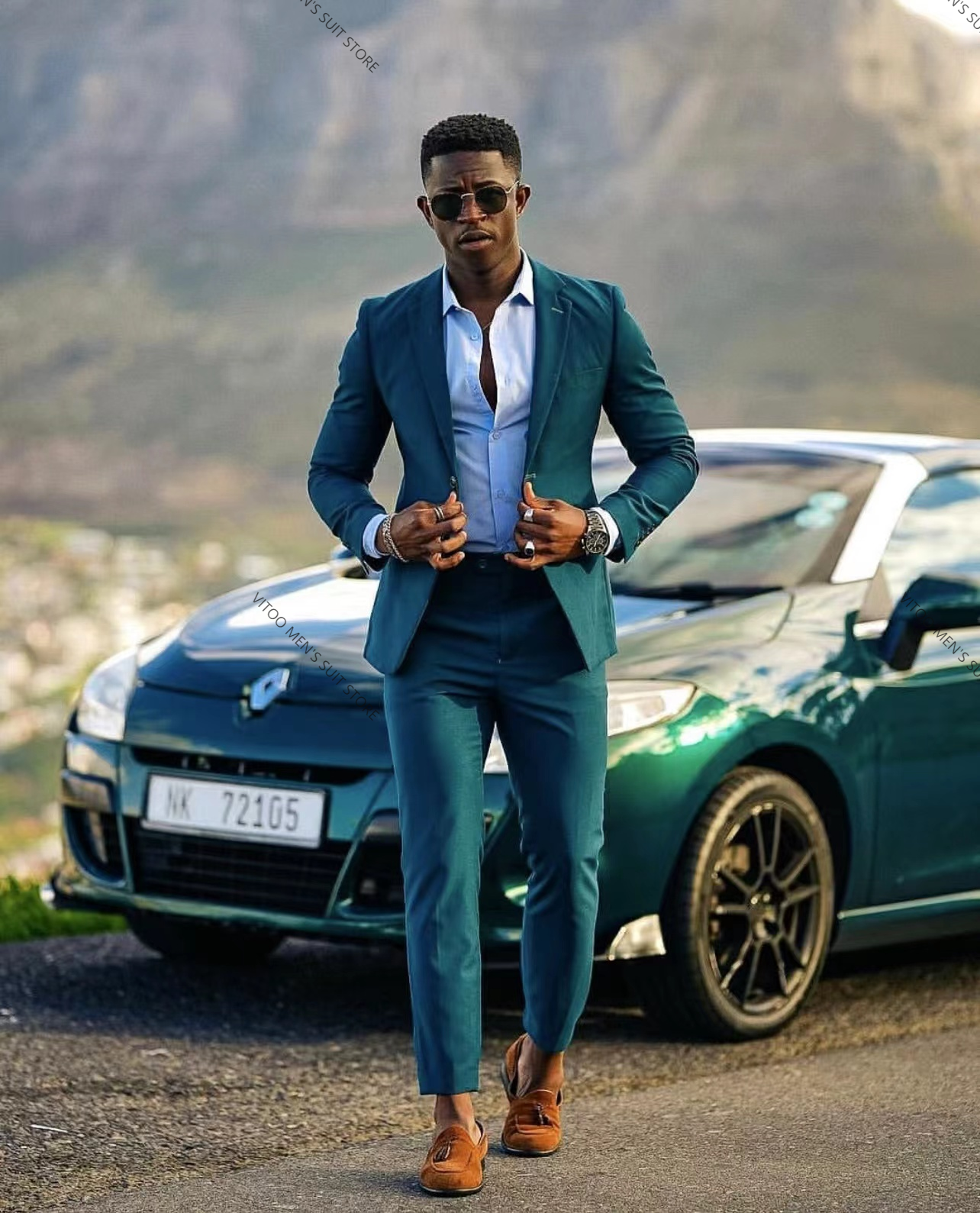 Dark Green Men Suits Slim Fit  - Suitsupply Wedding Tuxedo avis et prix