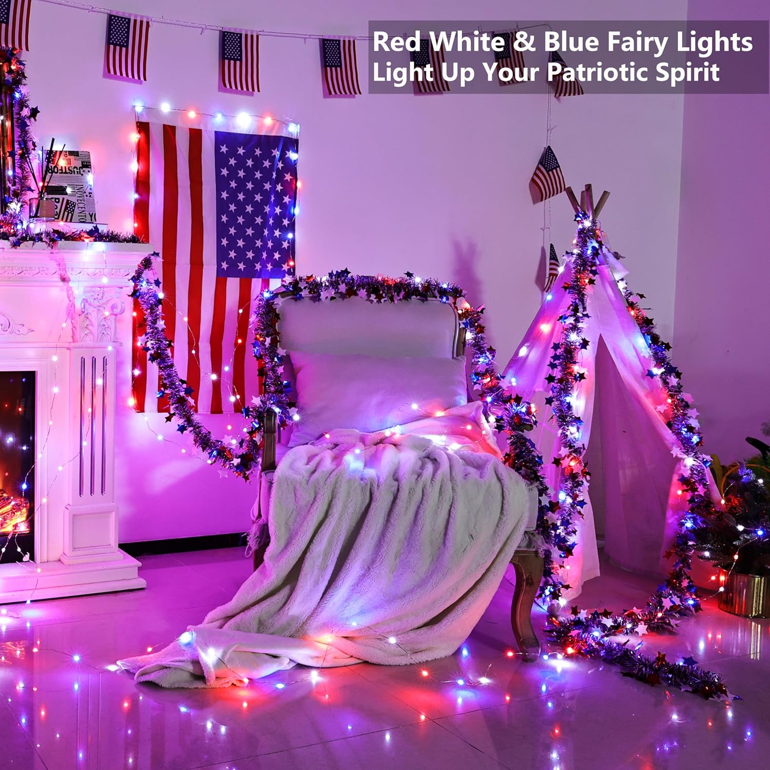 33ft 100 LED Red White Blue Fa - Wedding Led avis et prix