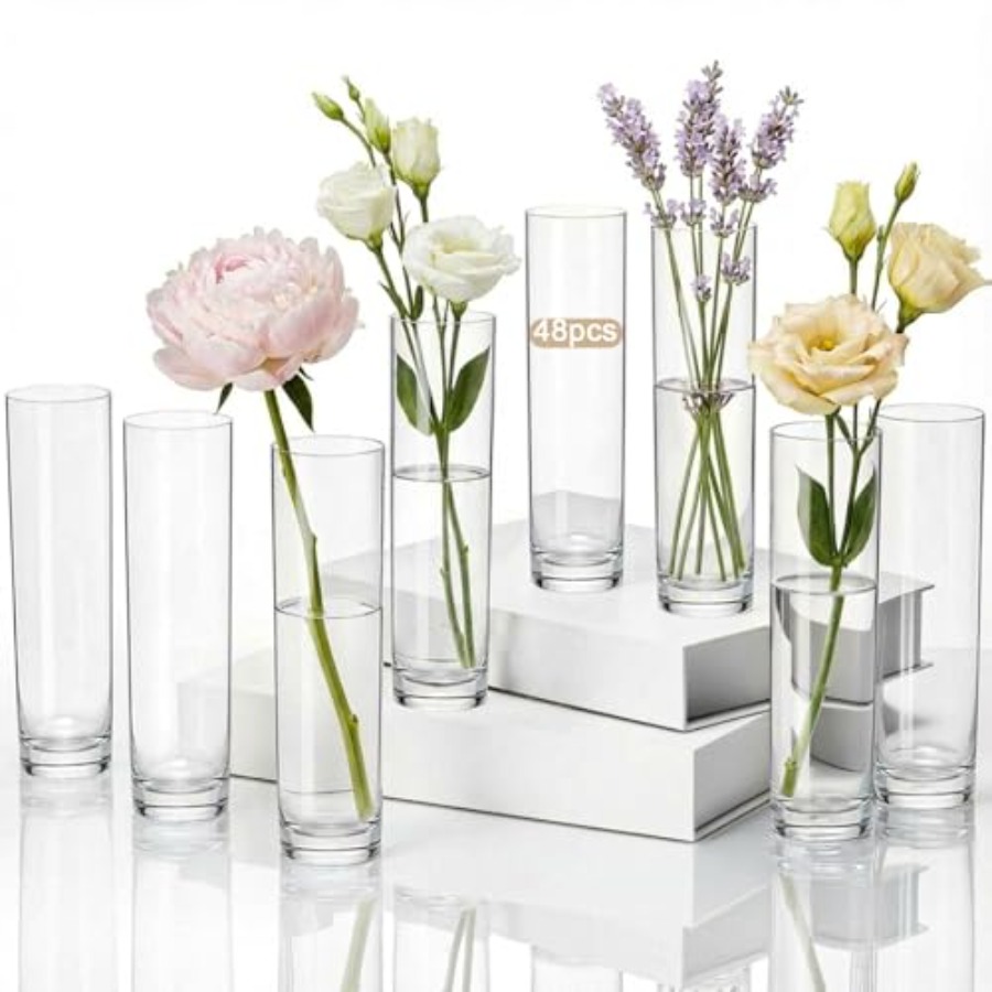 48 Pcs acrylic cylinder bud va - Centerpiece Vase Tall avis et prix