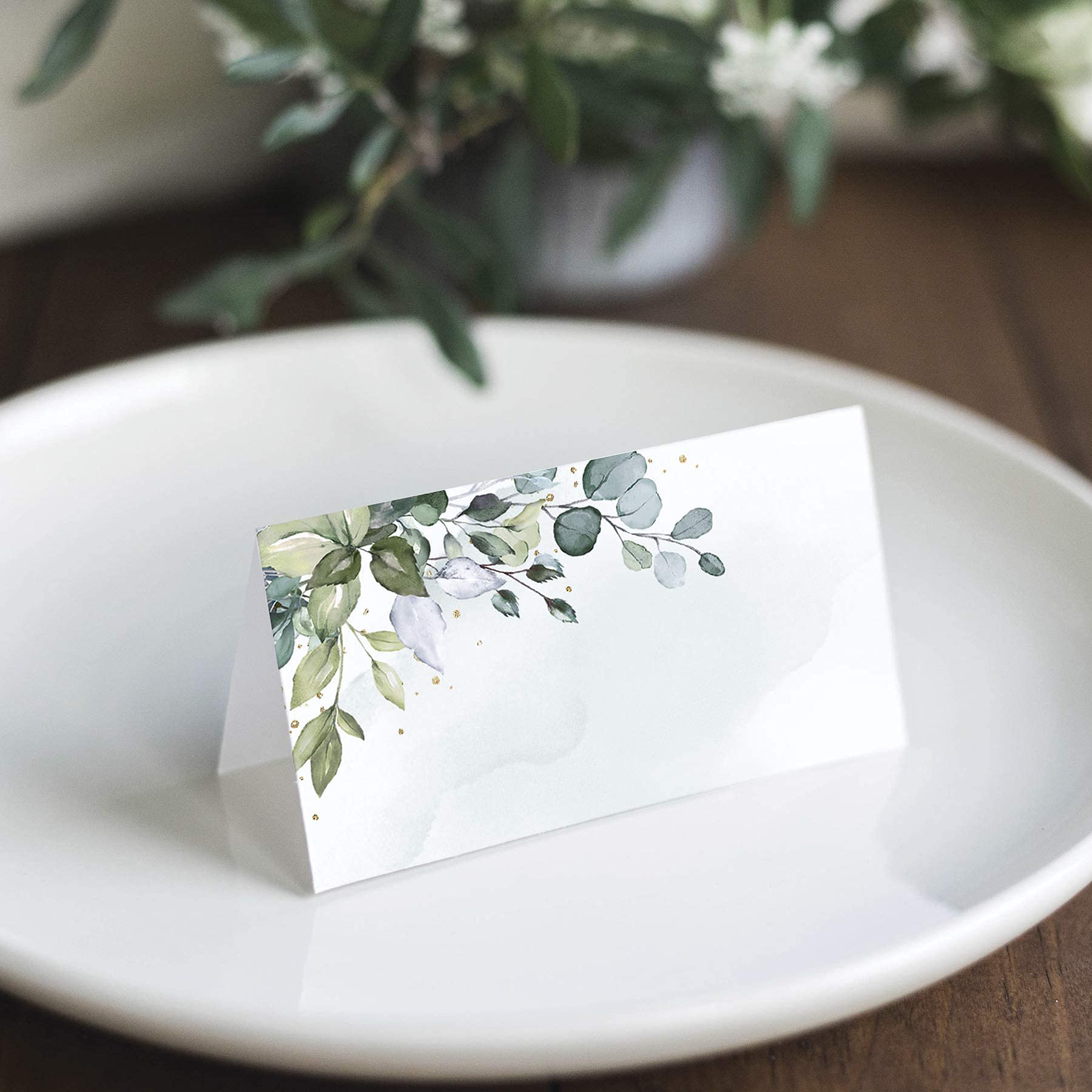 Green Leaf Watercolor Wedding  - Table Number Gold avis et prix