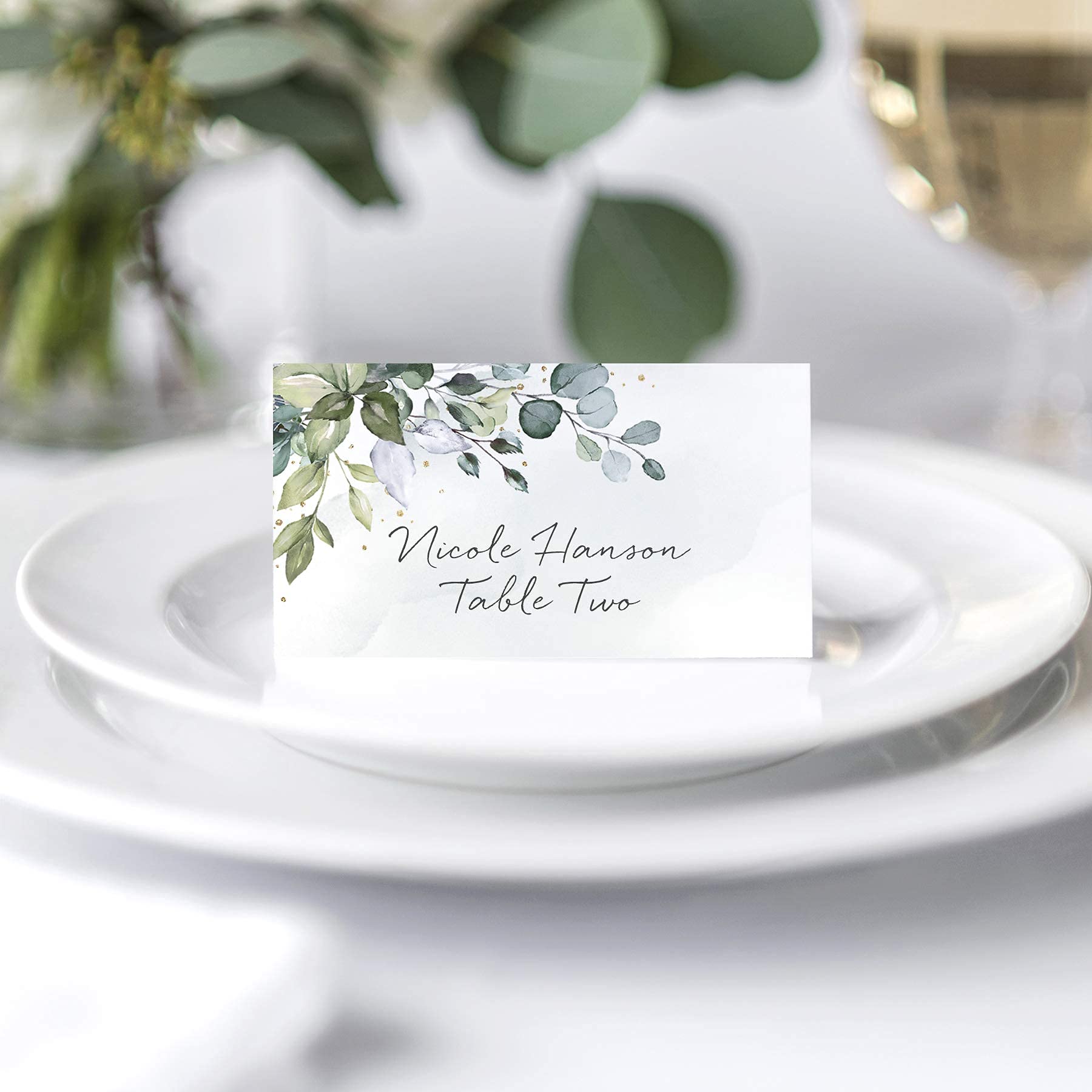 Green Leaf Watercolor Wedding  - Table Number Gold avis et prix