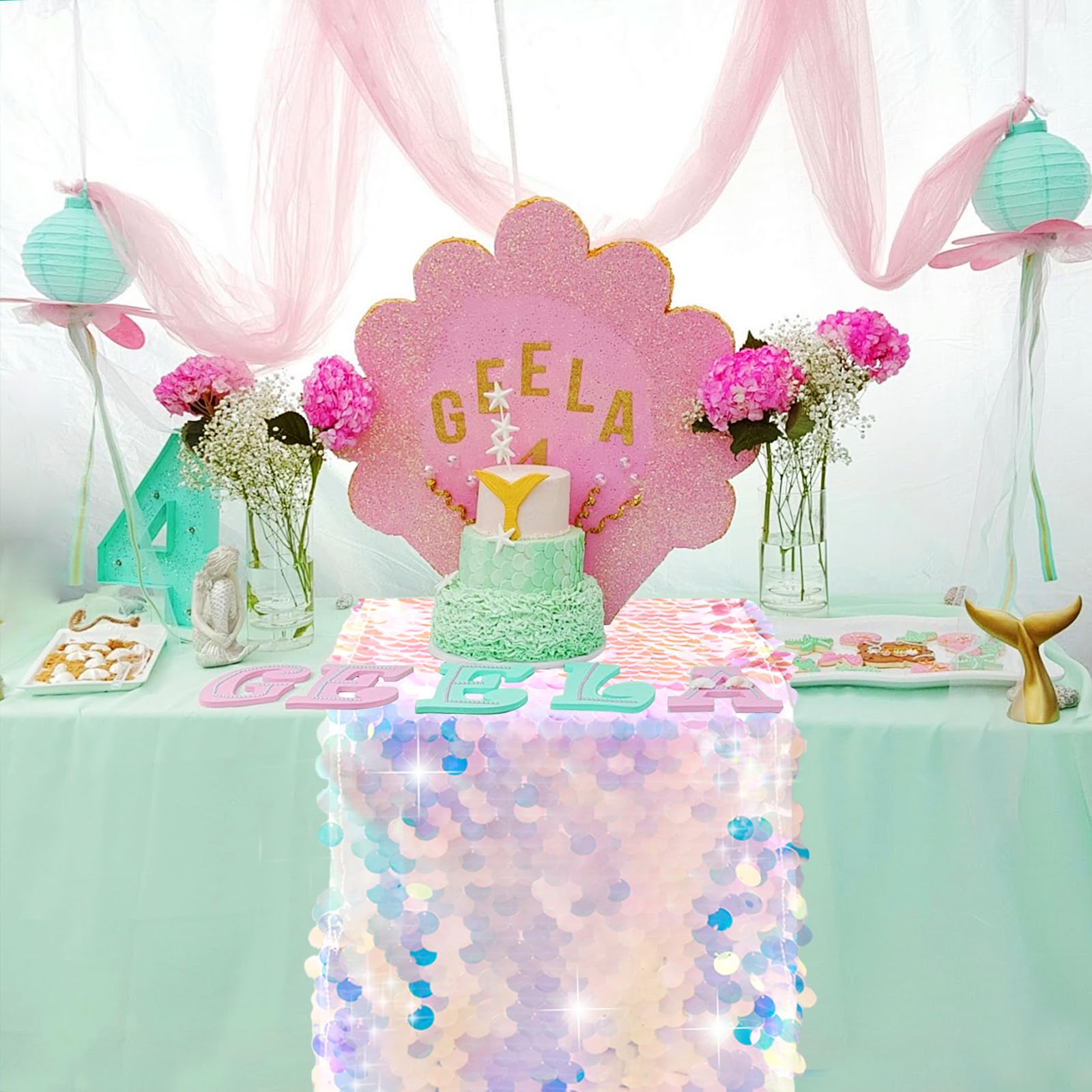 Mermaid Party Table Runner Mer - Table Runner Sequin avis et prix