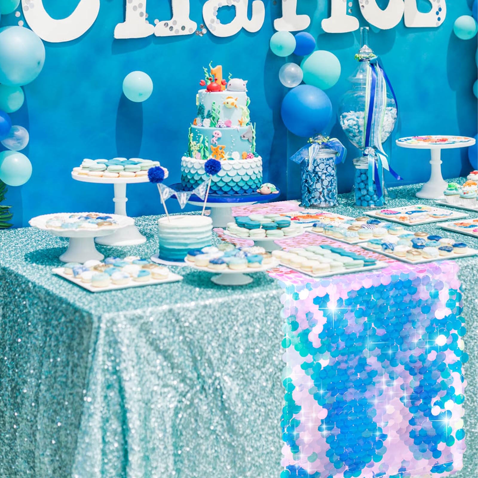 Mermaid Party Table Runner Mer - Table Runner Sequin avis et prix