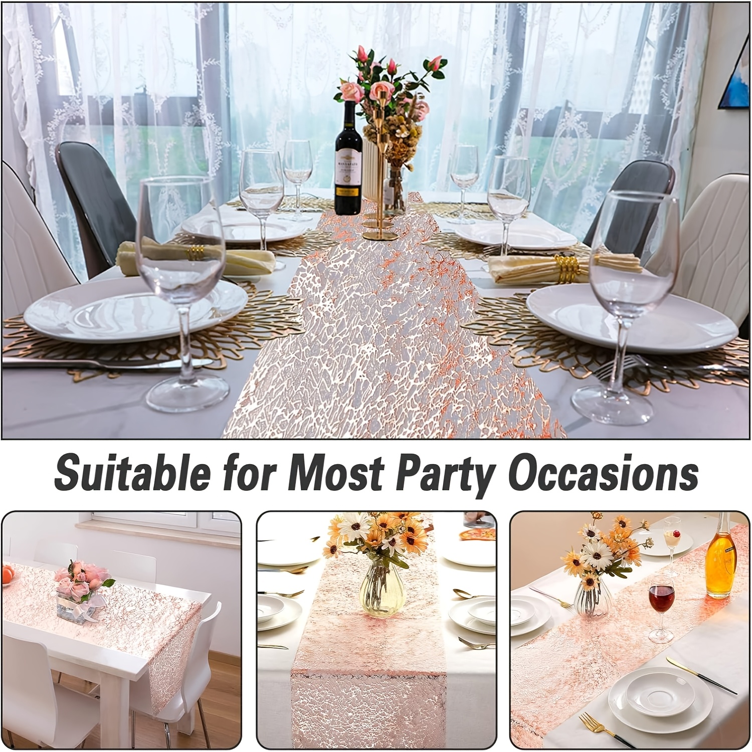 3 Pcs Golden/Rose Golden/Silve - Table Runner Sequin avis et prix
