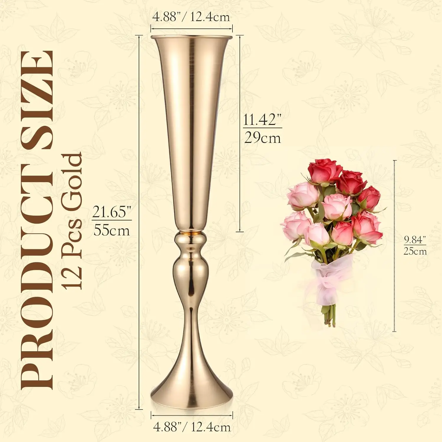 Bestseller12 Pcs Tall Gold Tru - Centerpiece Vase Tall avis et prix
