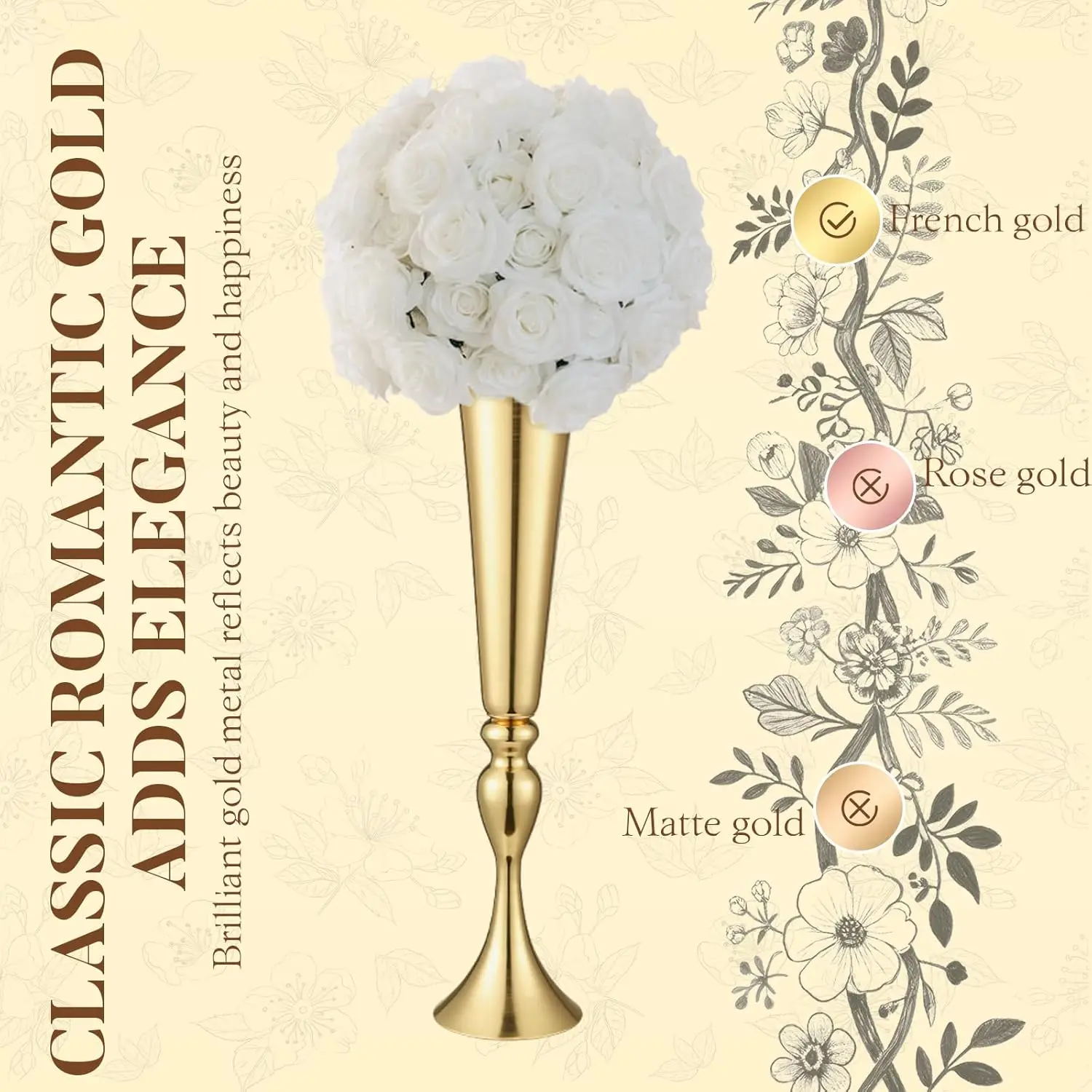 Bestseller12 Pcs Tall Gold Tru - Centerpiece Vase Tall avis et prix