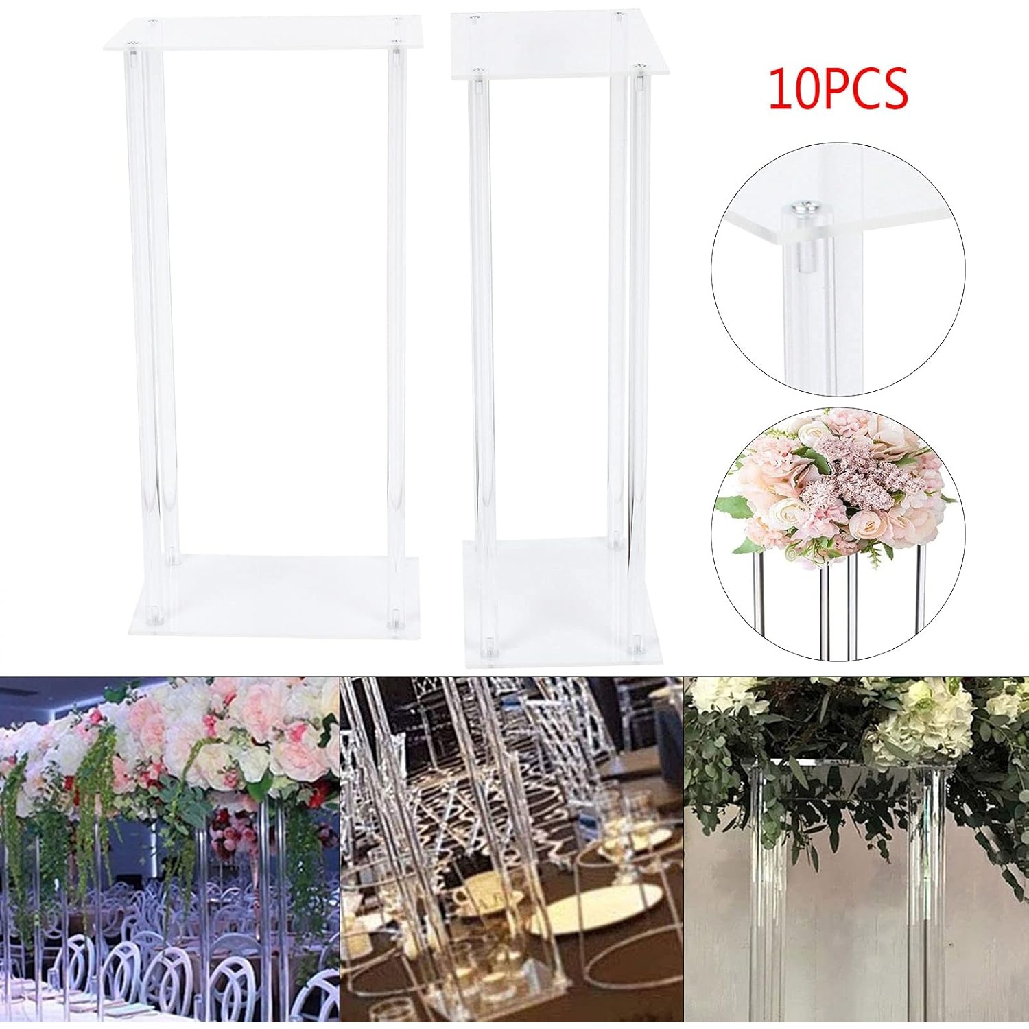 10Pcs Clear Flower Vase for Ce - Centerpiece Vase Tall avis et prix
