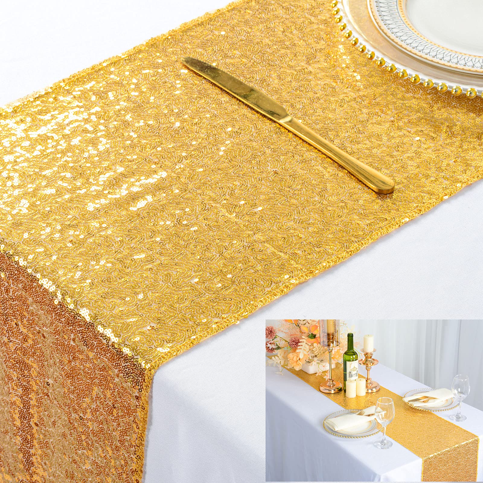 Sequin Table Runners Gold Tabl - Table Runner Sequin avis et prix