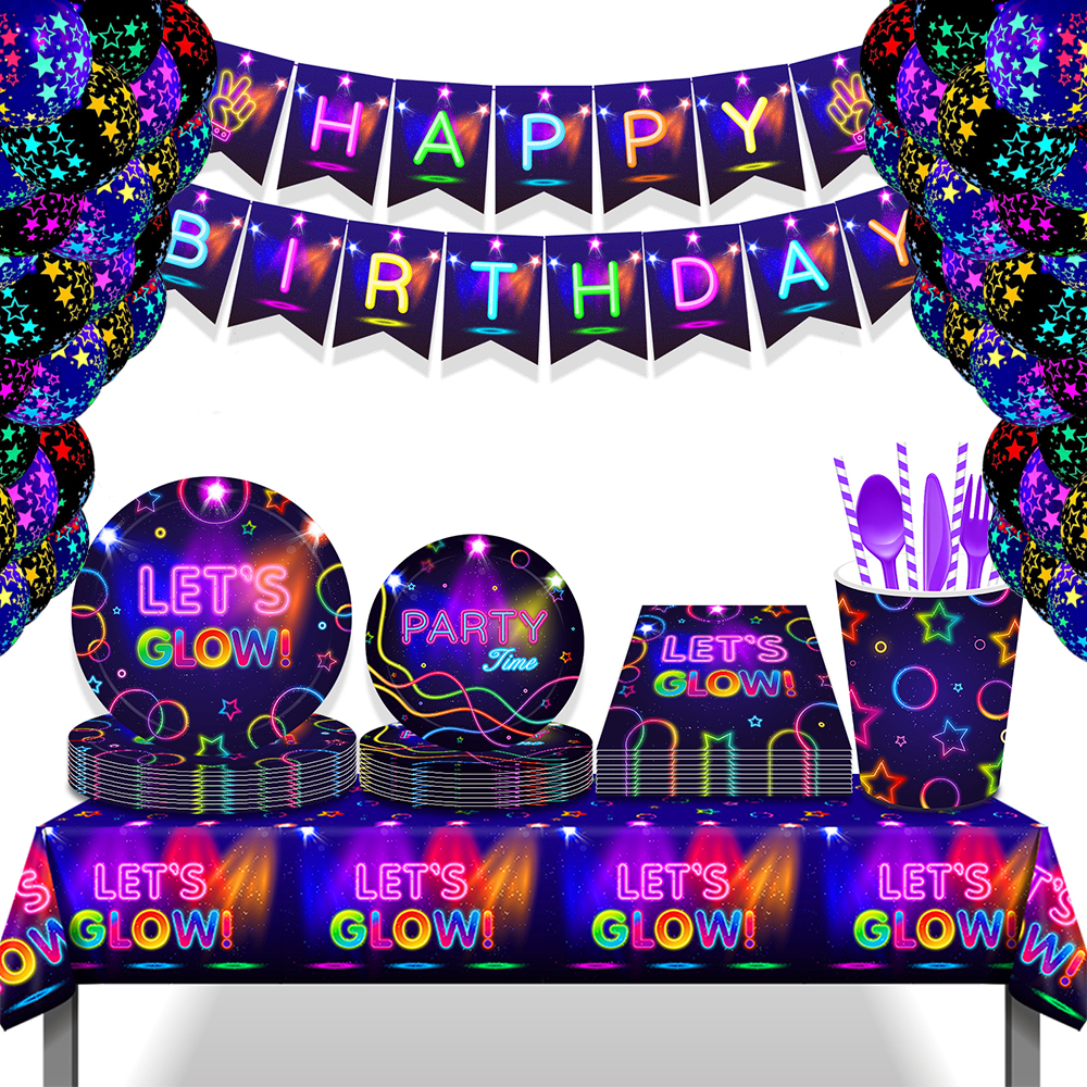 Glow Party Tablecloth Napkins  - Confetti Balloon Set avis et prix