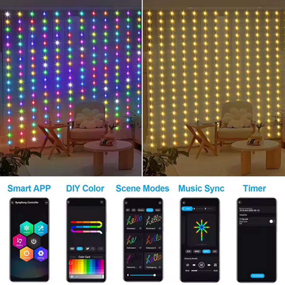 3M RGB Smart LED Curtain Light - Wedding Led avis et prix