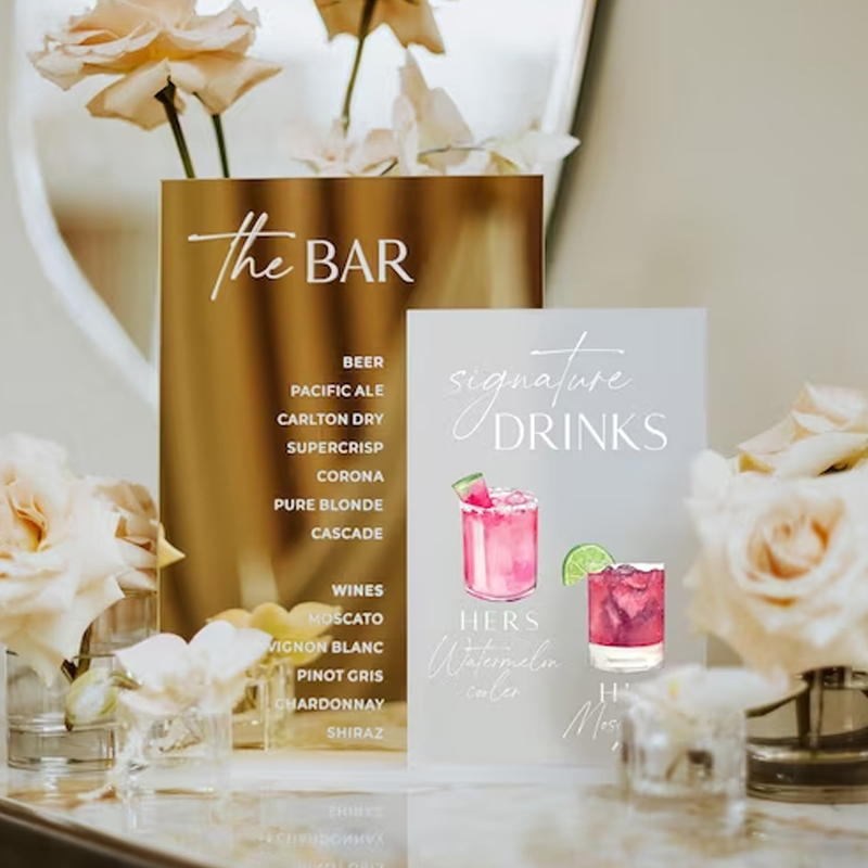 Signature Drink Sign,His and H - Table Number Gold avis et prix