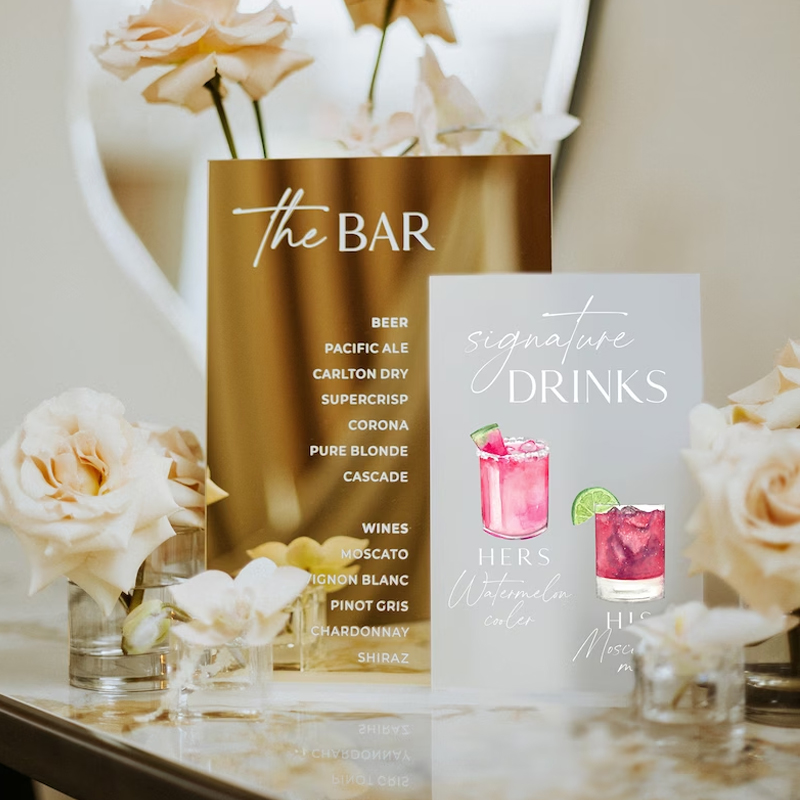 Signature Drink Sign,His and H - Table Number Gold avis et prix