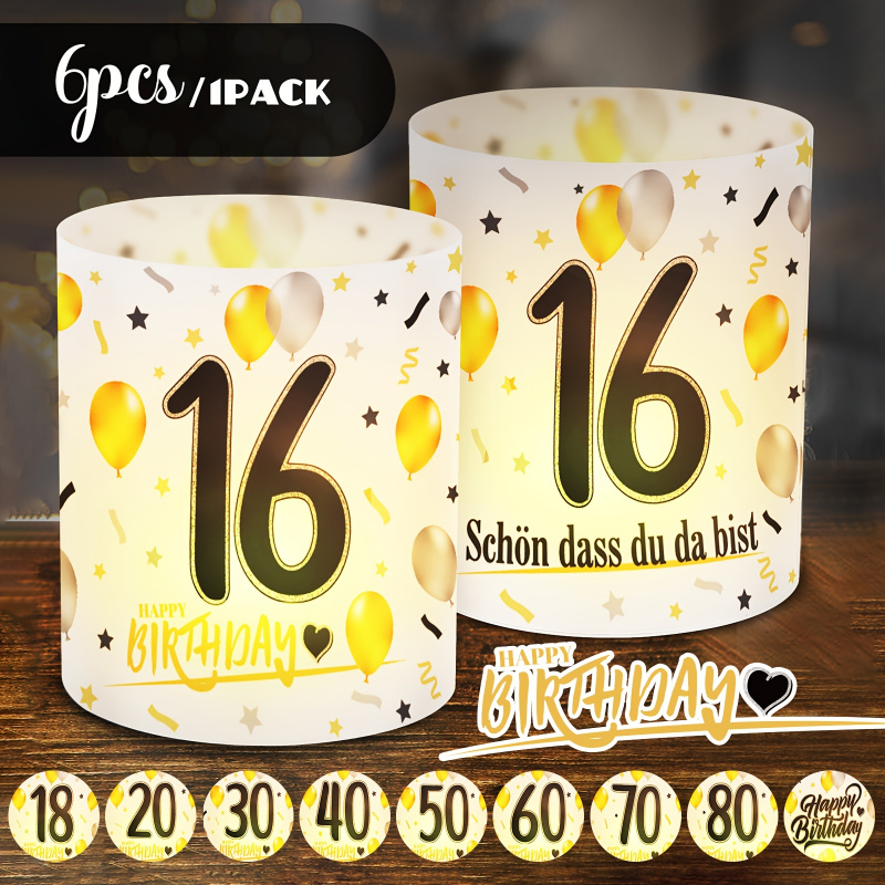 6 pcs. Black Gold Birthday Tab - Table Number Gold avis et prix