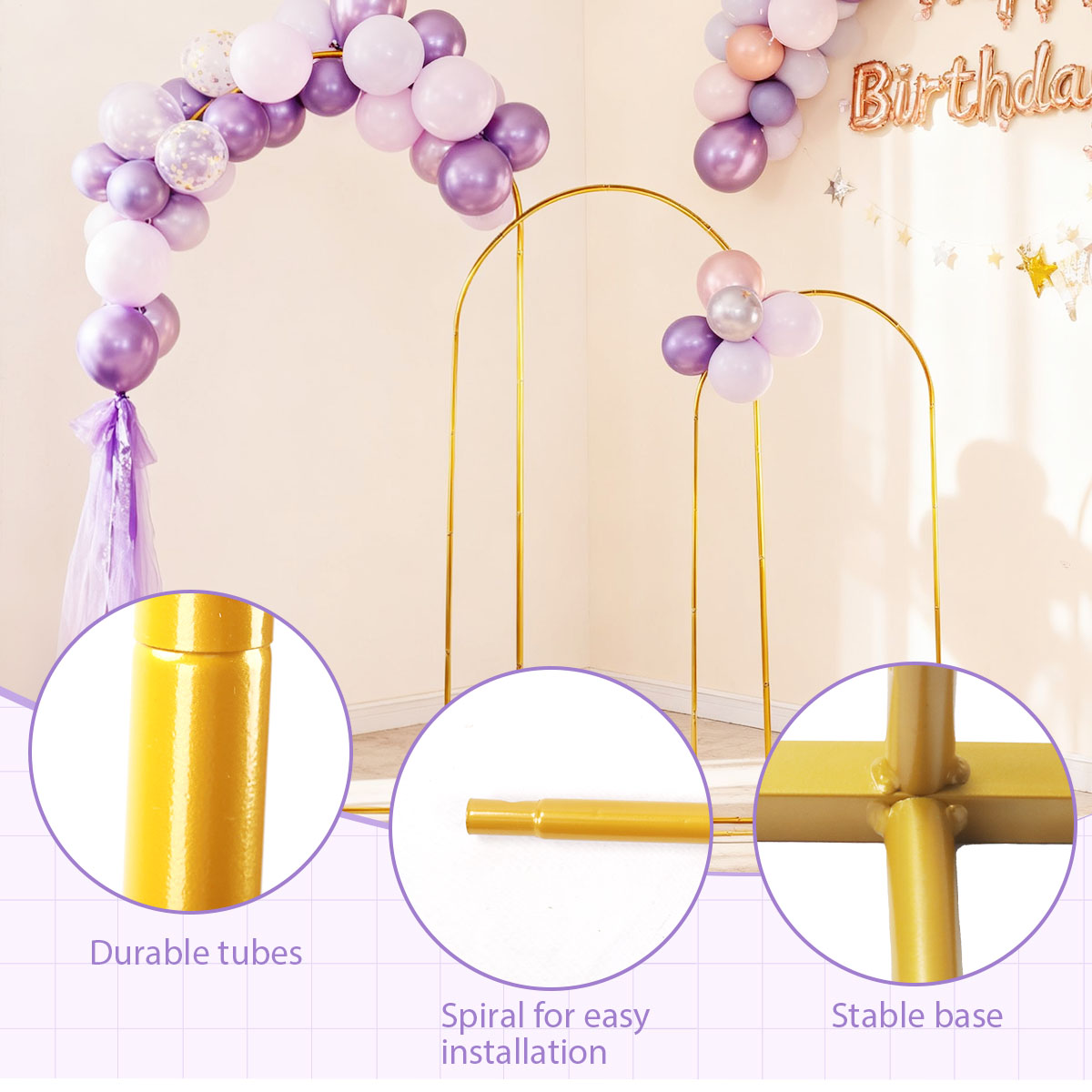 3Pack Golden Metal Arch Kits,  - Confetti Balloon Set avis et prix