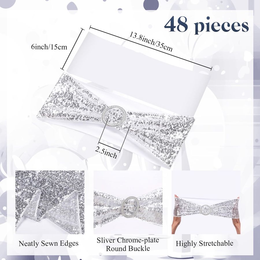 54 Pcs Silver Sequin Chair Sas - Table Runner Sequin avis et prix