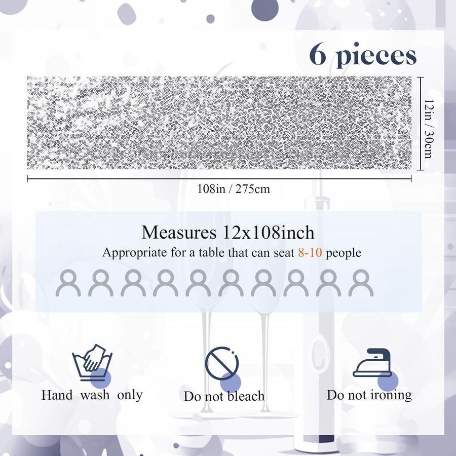 54 Pcs Silver Sequin Chair Sas - Table Runner Sequin avis et prix