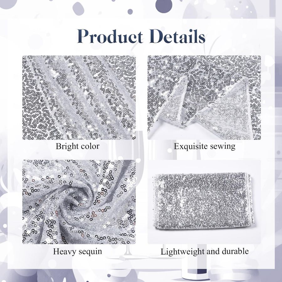 54 Pcs Silver Sequin Chair Sas - Table Runner Sequin avis et prix