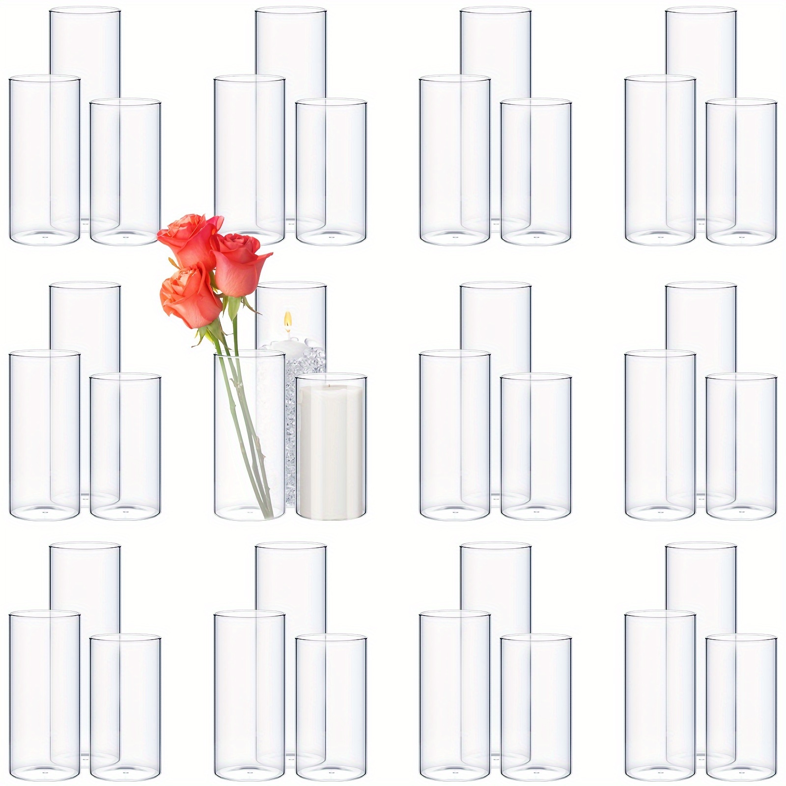36pcs Clear Glass Cylinder Vas - Centerpiece Vase Tall avis et prix